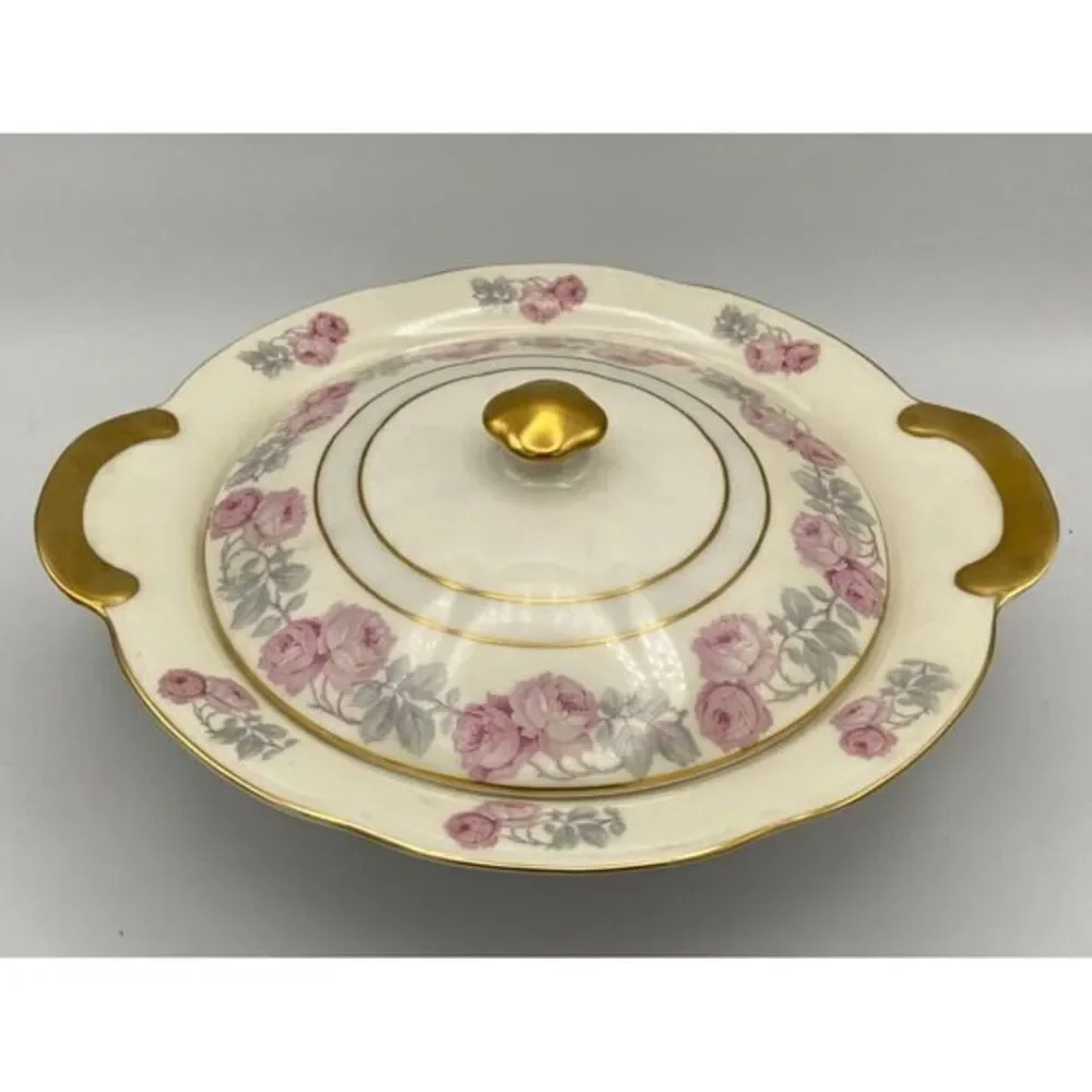 Theodore Haviland New York Rosemont Covered‎ Vegetable Serving Bowl Roses {sh18}